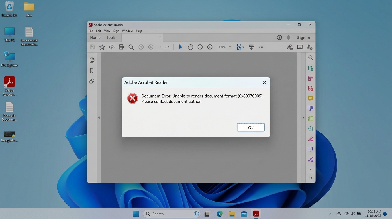 Fake Adobe Acrobat Reader Error