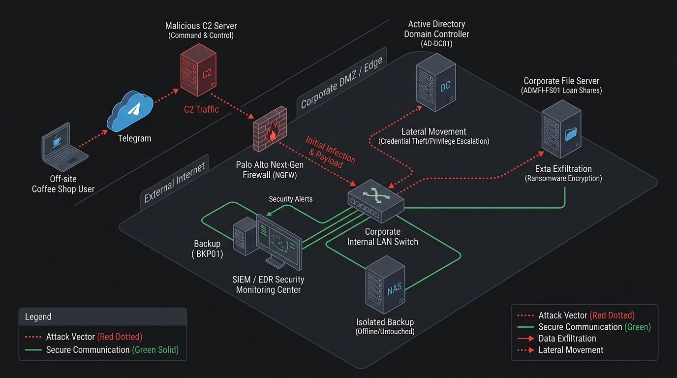 Corporate Network Topology & Threat Map