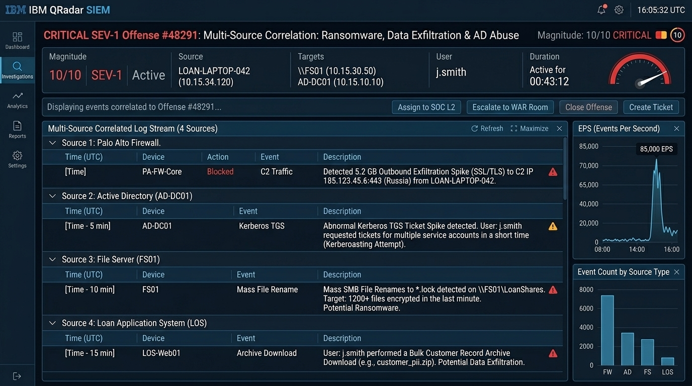 QRadar SIEM Anomaly & 5.2GB Egress Dashboard